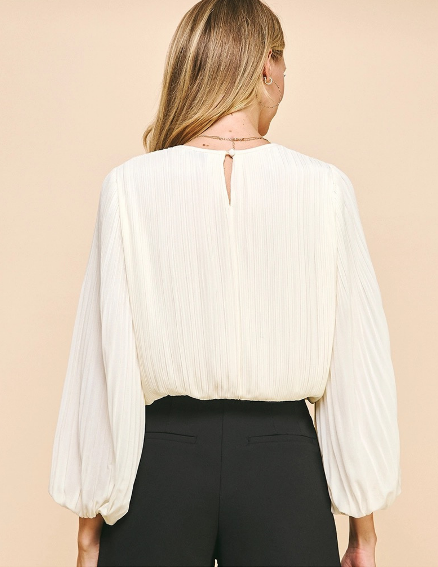 Pleated Bubble Top- Ivory