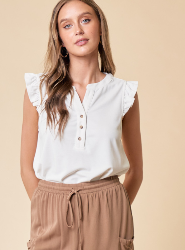 Ruffle Shoulder Knit Top