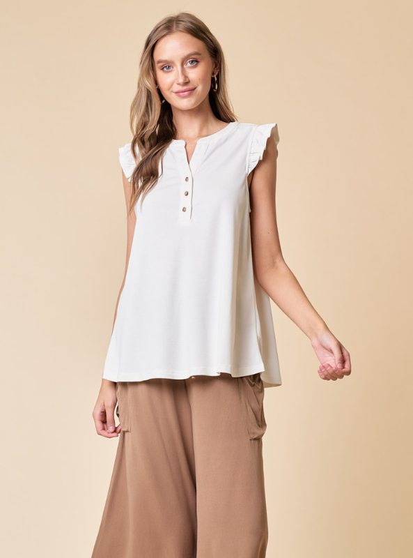 Ruffle Shoulder Knit Top