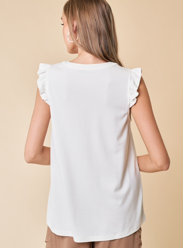 Ruffle Shoulder Knit Top
