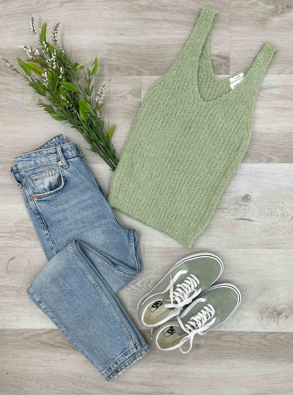 Sage Cozy Tank Top - Tres Chic Boutique