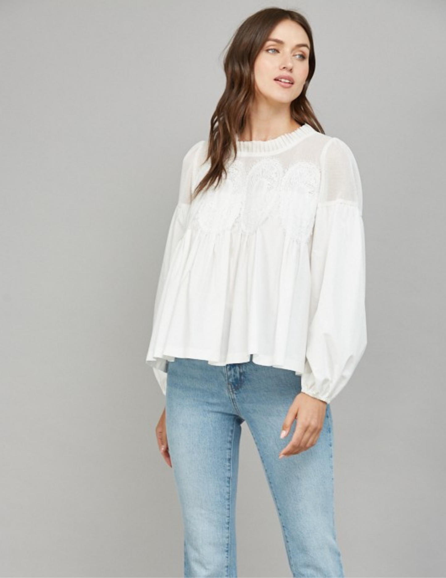 White Lace Applique Top - Tres Chic Boutique