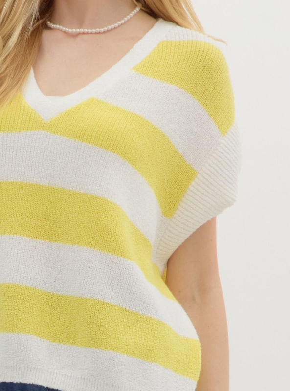 Yellow Stripe Oversized Knit Top