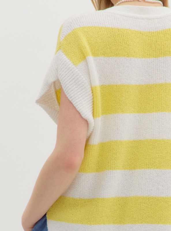 Yellow Stripe Oversized Knit Top - Tres Chic Boutique