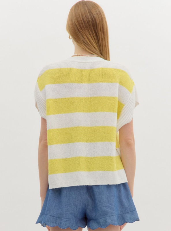 Yellow Stripe Oversized Knit Top - Tres Chic Boutique
