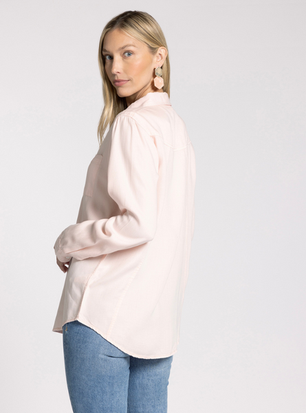 Ginger Button Up Top- Crystal Pink
