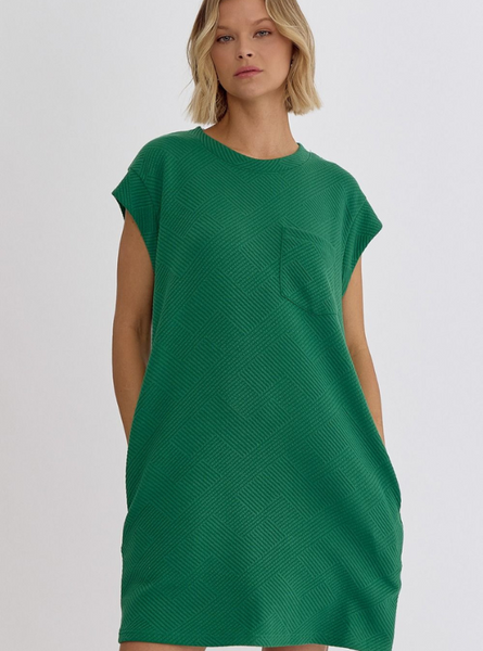 Textured Green Mini Dress - Tres Chic Boutique