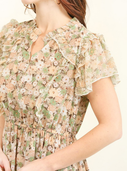 Floral Printed Ruffle Detail Dress