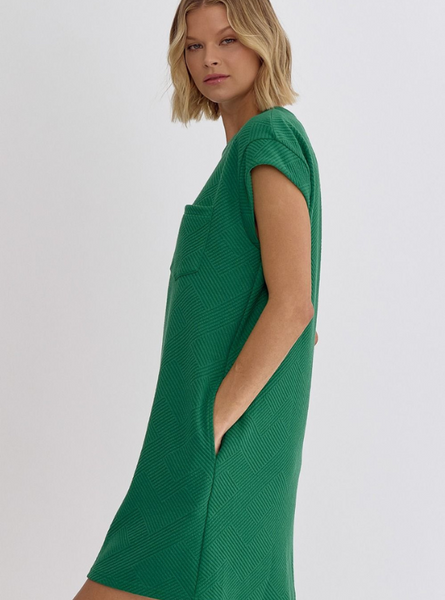 Textured Green Mini Dress - Tres Chic Boutique