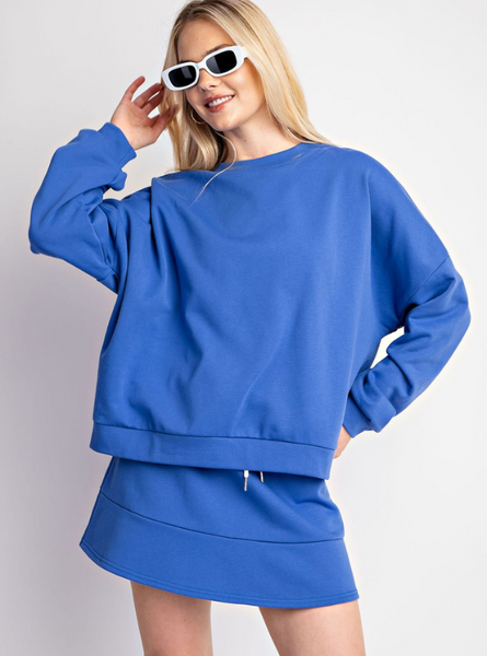 Blue Oversized Crewneck Sweatshirt