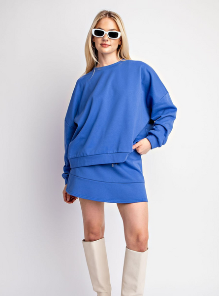 Blue Oversized Crewneck Sweatshirt