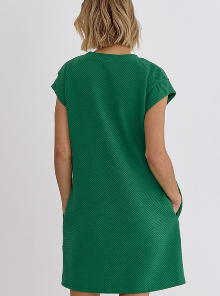 Textured Green Mini Dress - Tres Chic Boutique