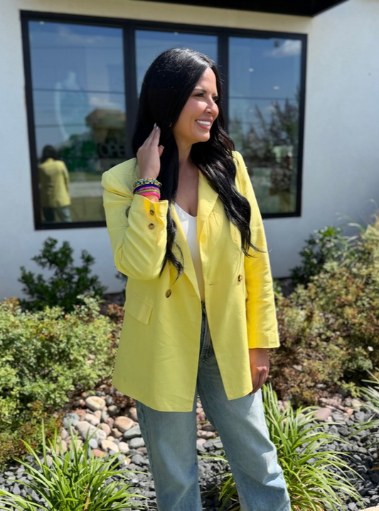 Double Breasted Blazer- Yellow
