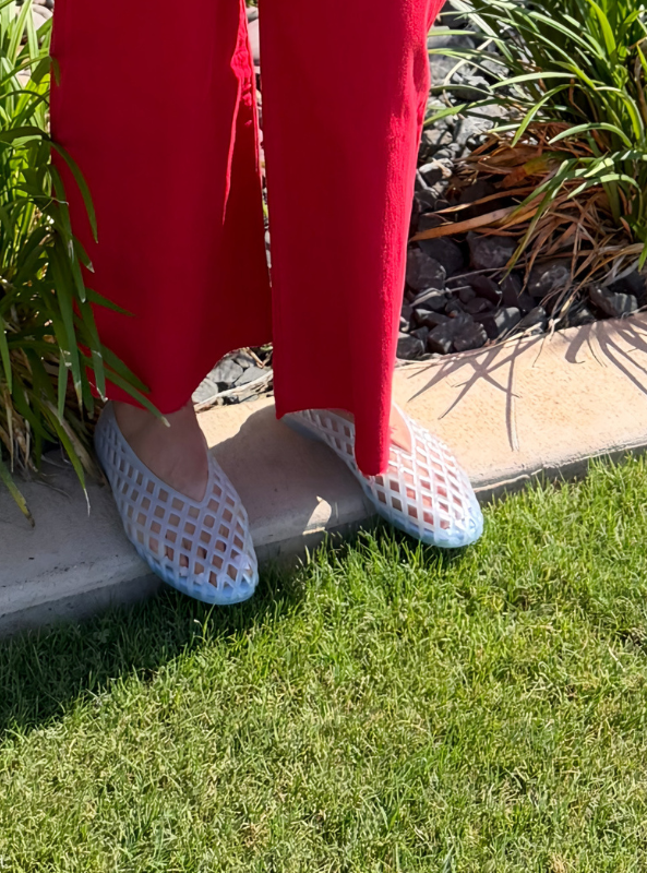 Ashley Mesh Soft Jelly Slip On Flats- Light Blue