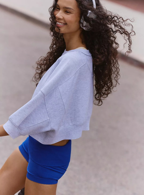 FP Movement | Intercept Short Sleeve Pullover- White Heather Grey
