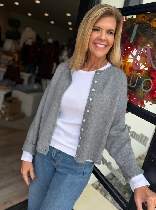 Dover Cardigan Heather Charcoal
