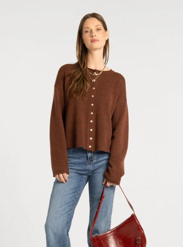 Dover Cardigan - Heather Mahogany