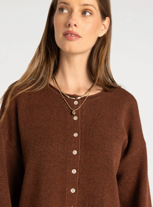 Dover Cardigan - Heather Mahogany