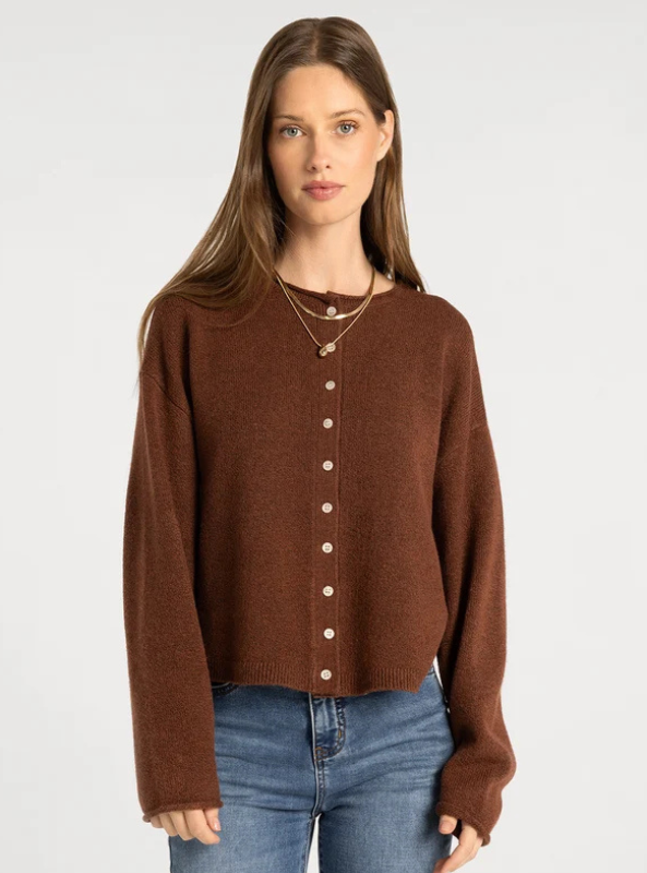 Dover Cardigan - Heather Mahogany