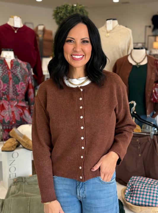 Dover Cardigan - Heather Mahogany