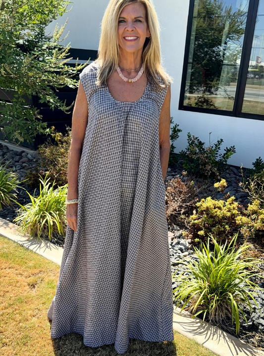 Karlie- Check Scoop Maxi Dress