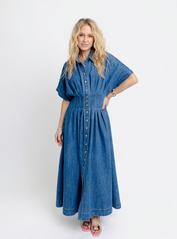 Karlie- Denim Shirt Maxi Dress