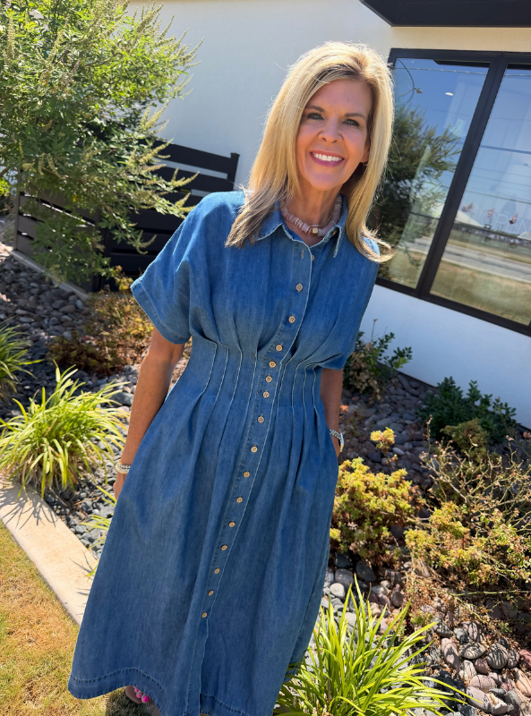 Karlie- Denim Shirt Maxi Dress