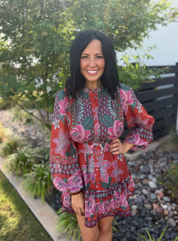 Reagan Rust Floral Dress
