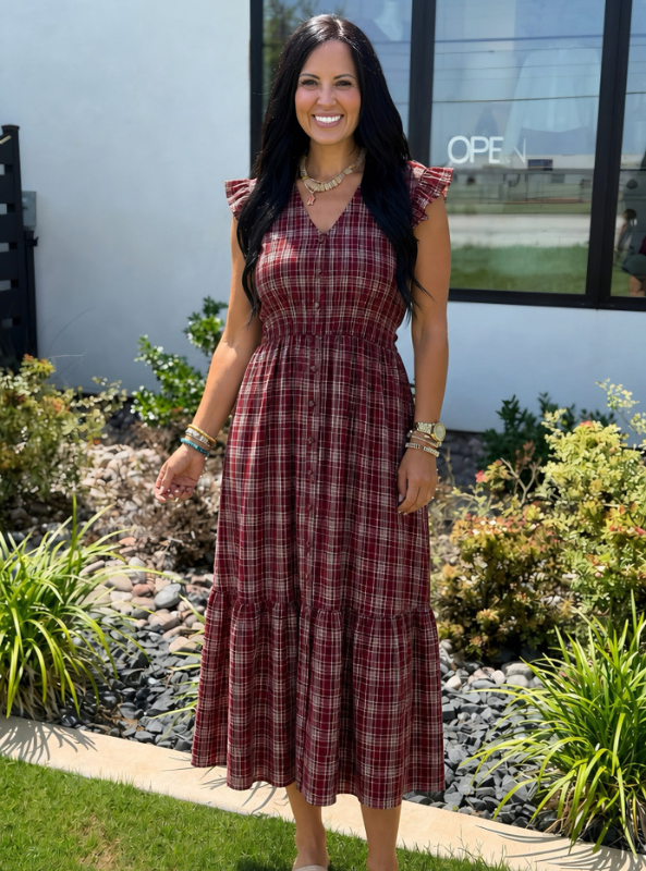 The Brielle Dress- Burgundy