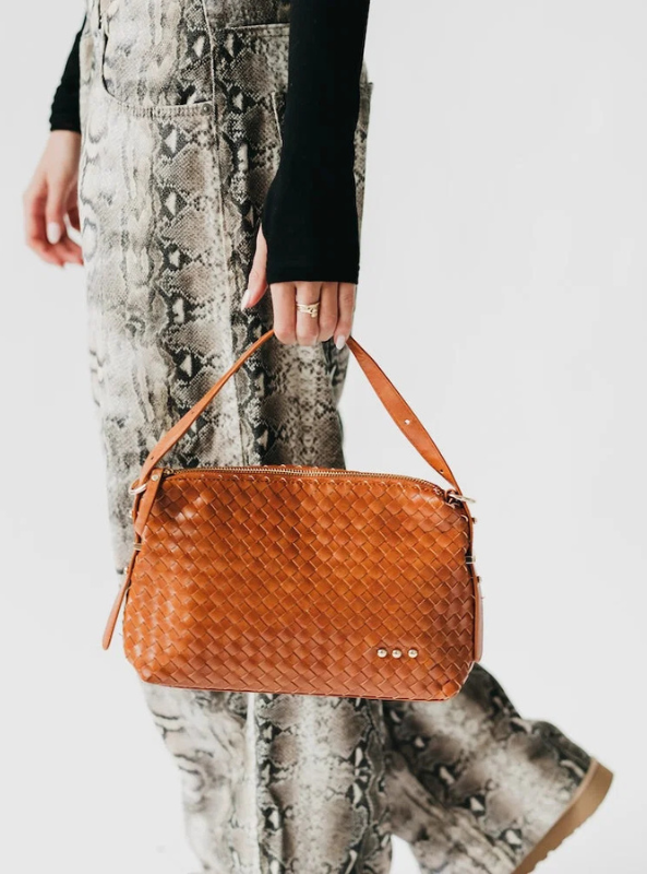 Harper Hobo Woven Shoulder Bag-Brown