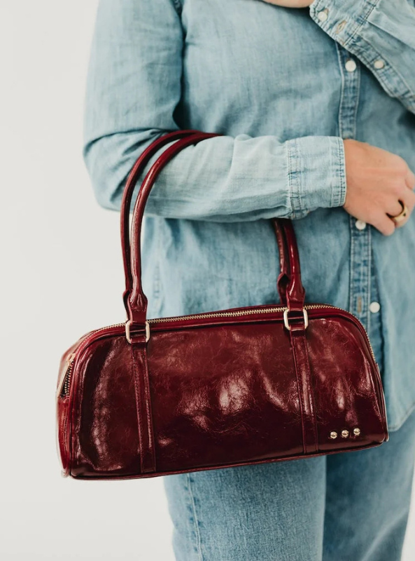 Arlys Barrel Shoulder Bag- Burgundy