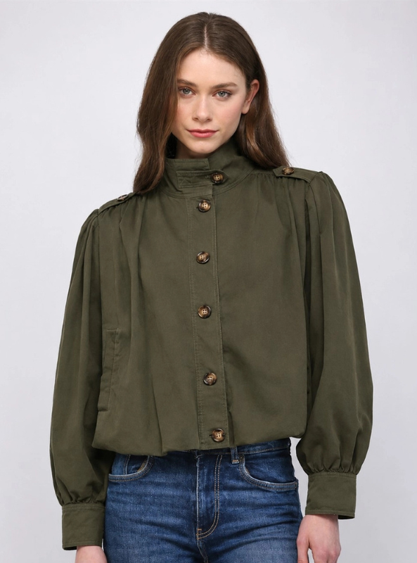 Olivia Bomber Jacket-Olive