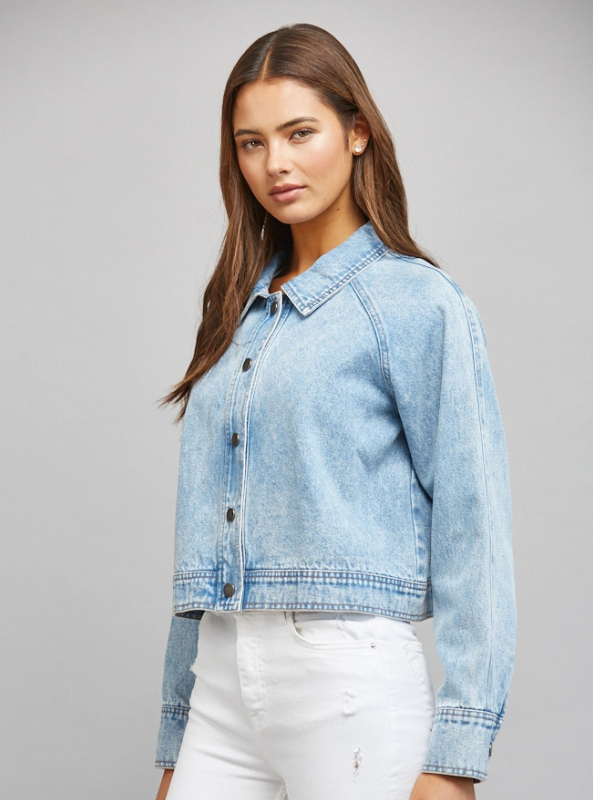 Bran Cropped Denim Jacket-Light Denim