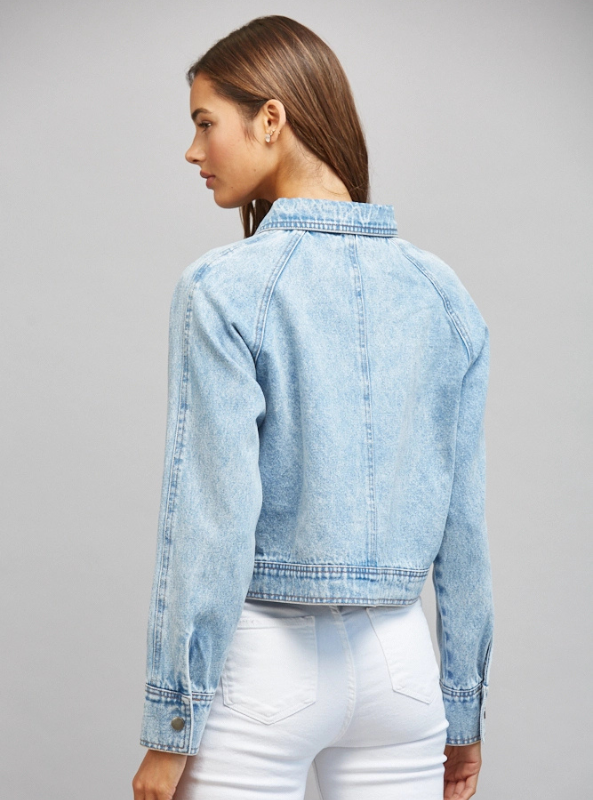Bran Cropped Denim Jacket-Light Denim