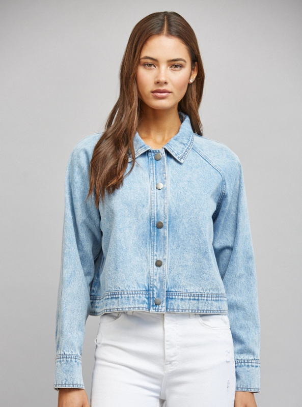 Bran Cropped Denim Jacket-Light Denim