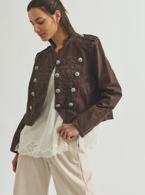 Free People Ryland Band Jacket - Double Espresso