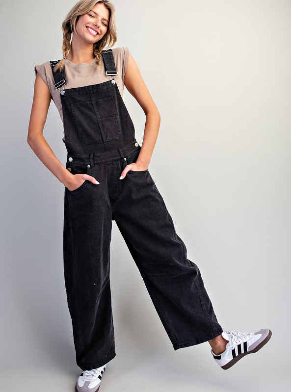 Mineral Washed Barrel Jumpsuit