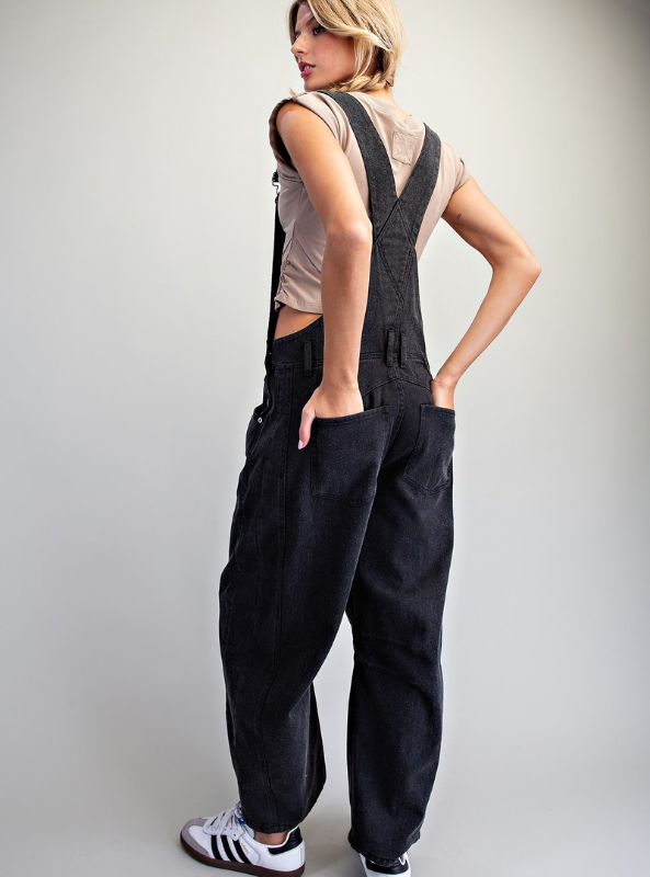 Mineral Washed Barrel Jumpsuit