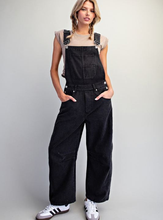 Mineral Washed Barrel Jumpsuit