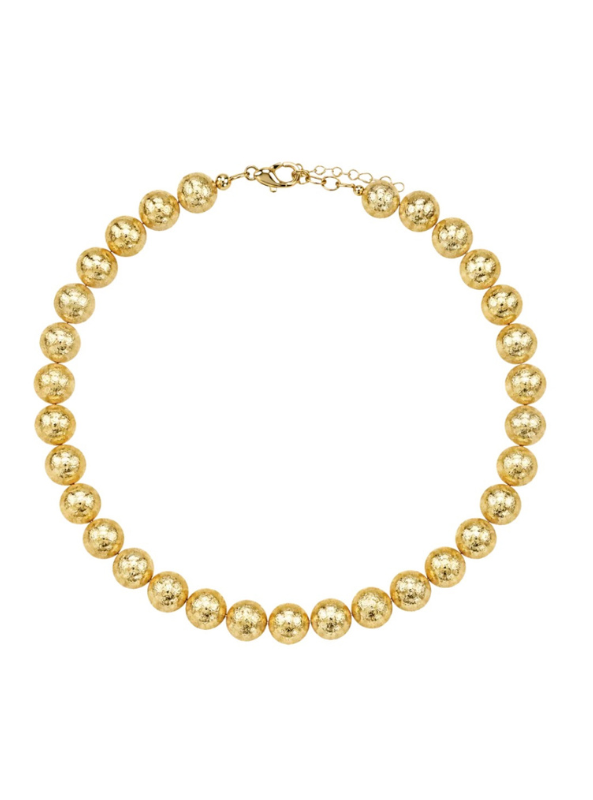 14K Gold Brushed Bubble Necklace