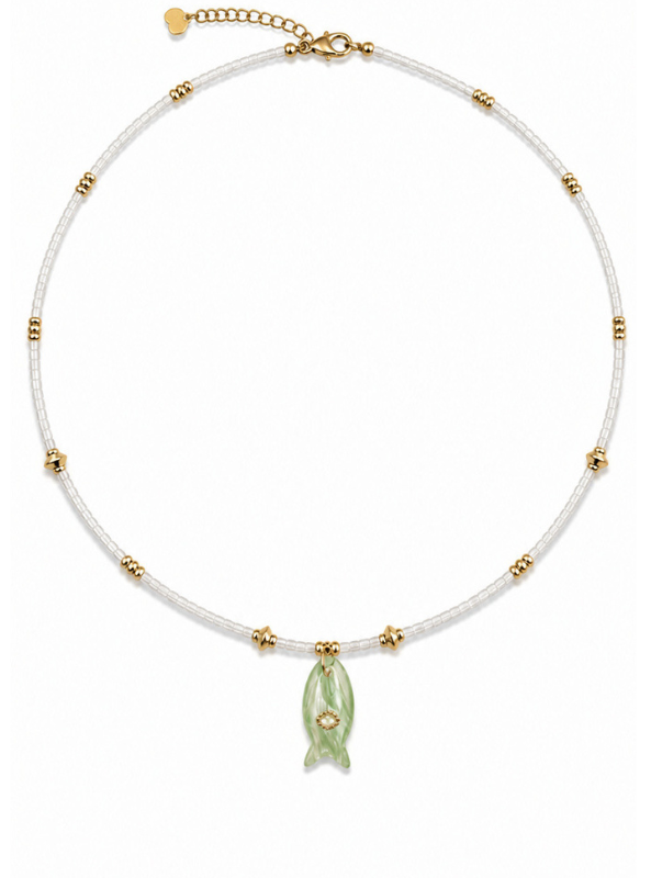 The Natalie Fish Pendant Necklace-Green Lucy