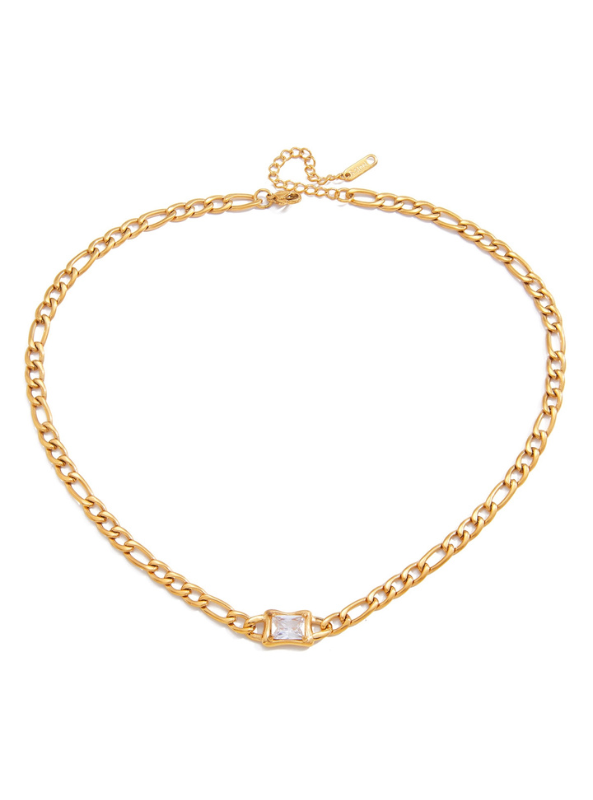 Baguette Link Necklace Water Resistant