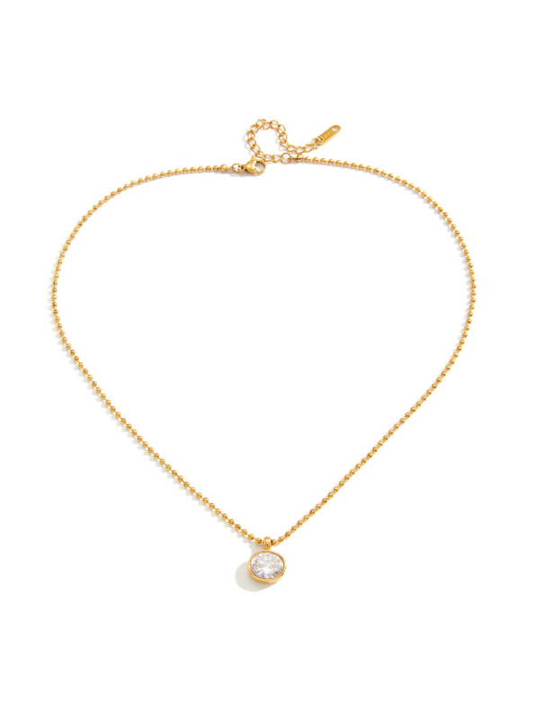 Classic Oval CZ Bezel Necklace Water Resistant