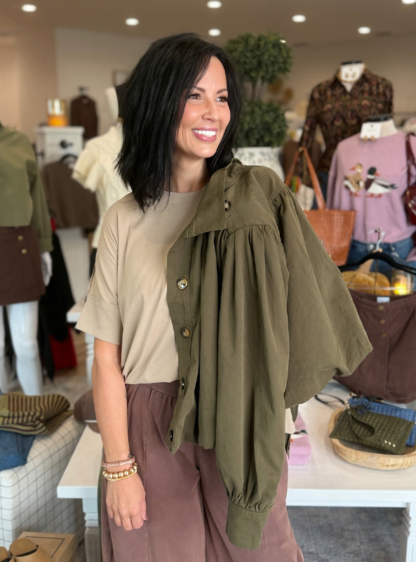 Olivia Bomber Jacket-Olive