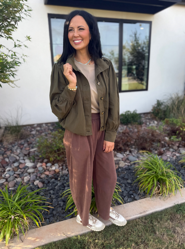 Olivia Bomber Jacket-Olive