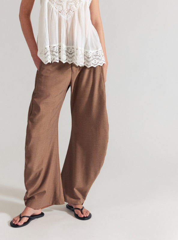 Free People | Spotlight Menswear Barrel Trousers- Brown