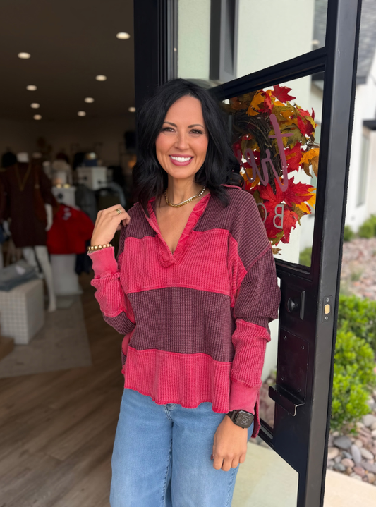 We The Free - Rainn Thermal / Pink Combo Pullover