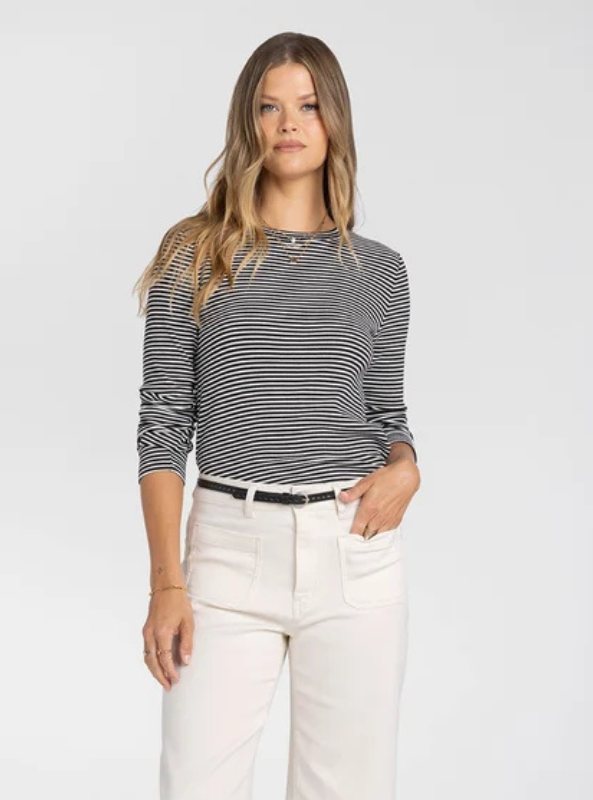 Jess Top - Black Cream Stripe