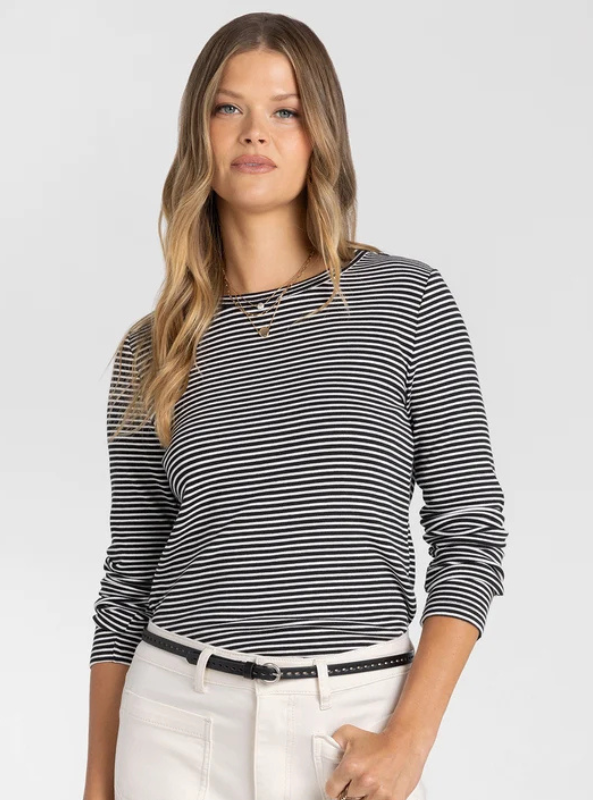 Jess Top - Black Cream Stripe