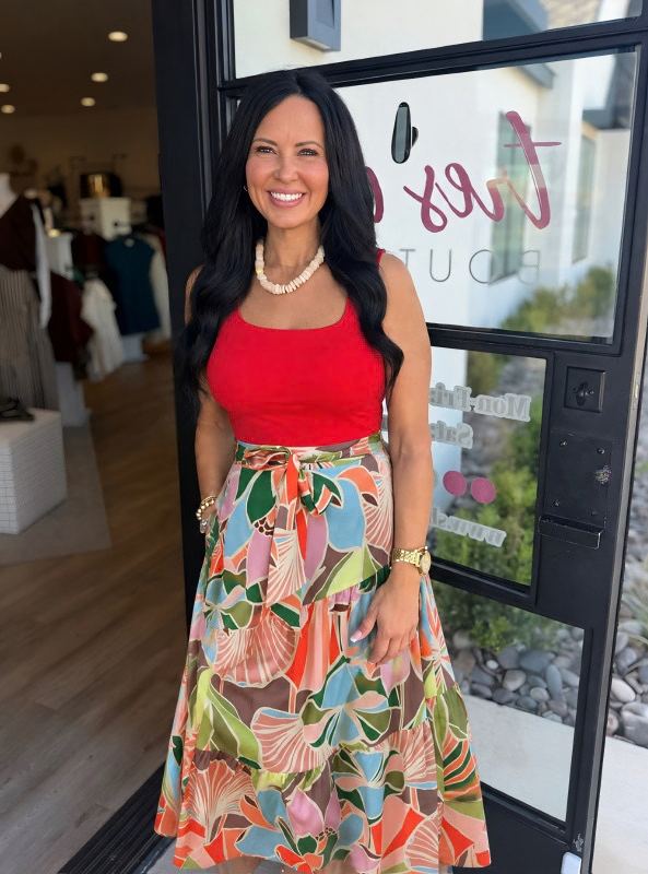 Karlie- Floral Poplin Tie Maxi Skirt